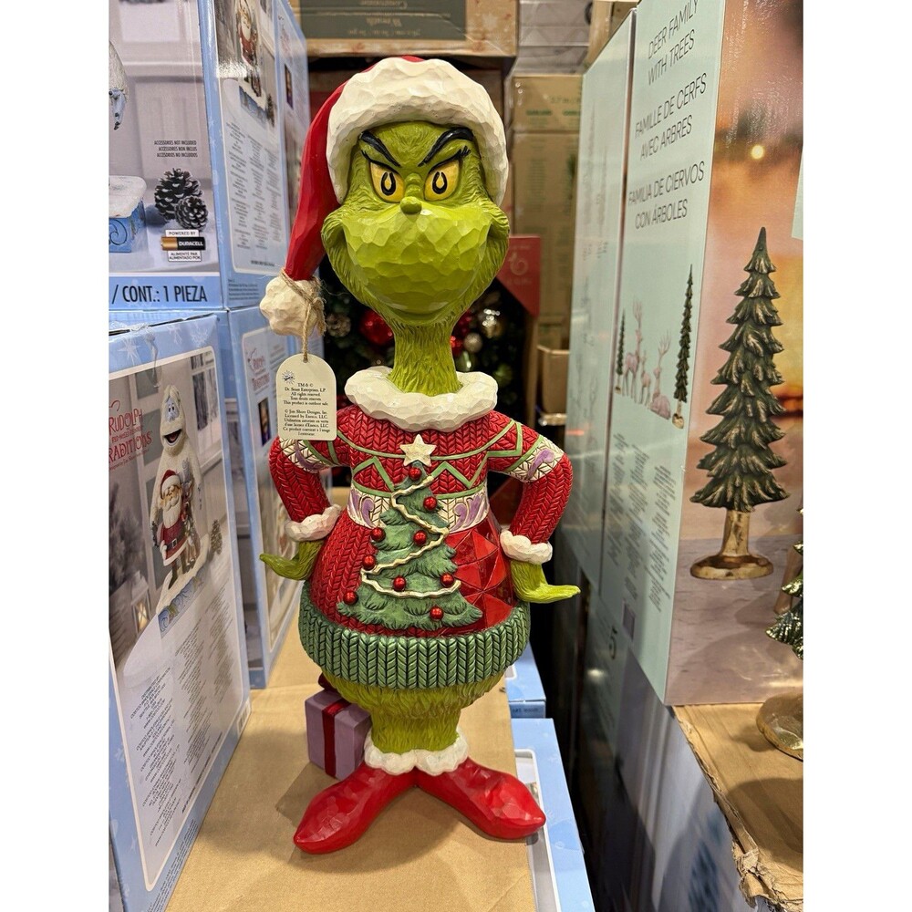 Jim Shore Grinch Ugly Sweater Christmas Statue 20.2” NEW SEALED
